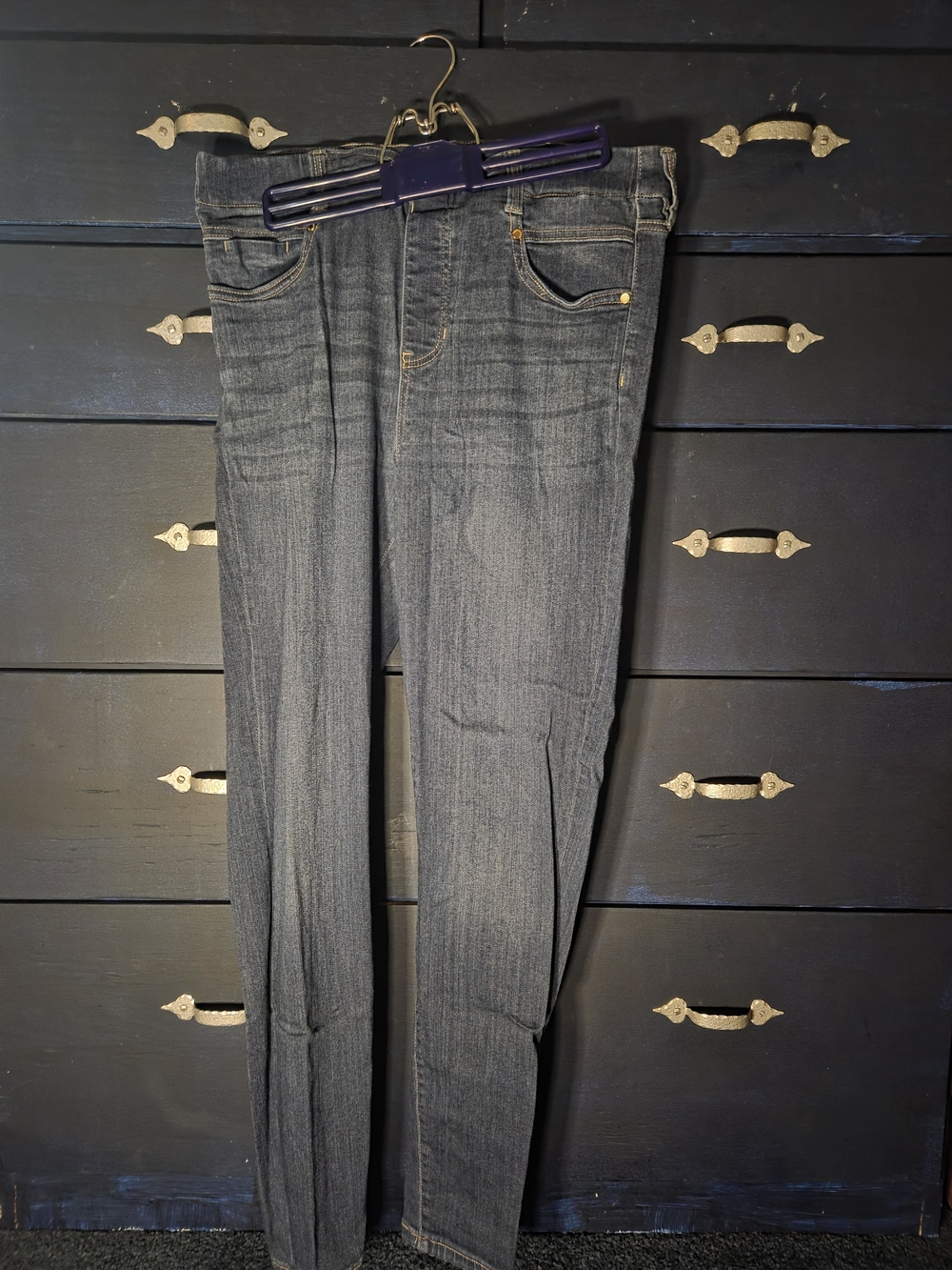 Womens Liverpool 14/32 stretchy jeans; Dark wash